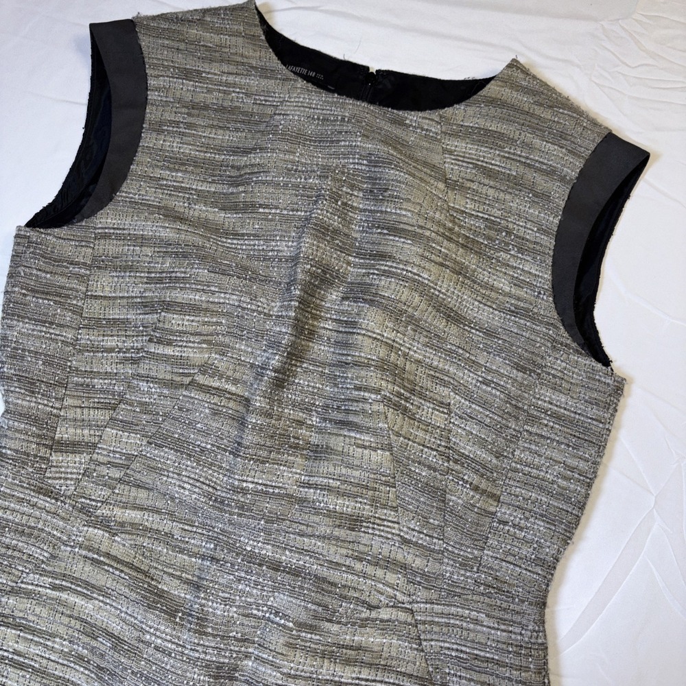 Lafayette 148 New York Tan/Brown Wool Blend Sleeveless Shift Dress Size Large - Picture 4 of 10